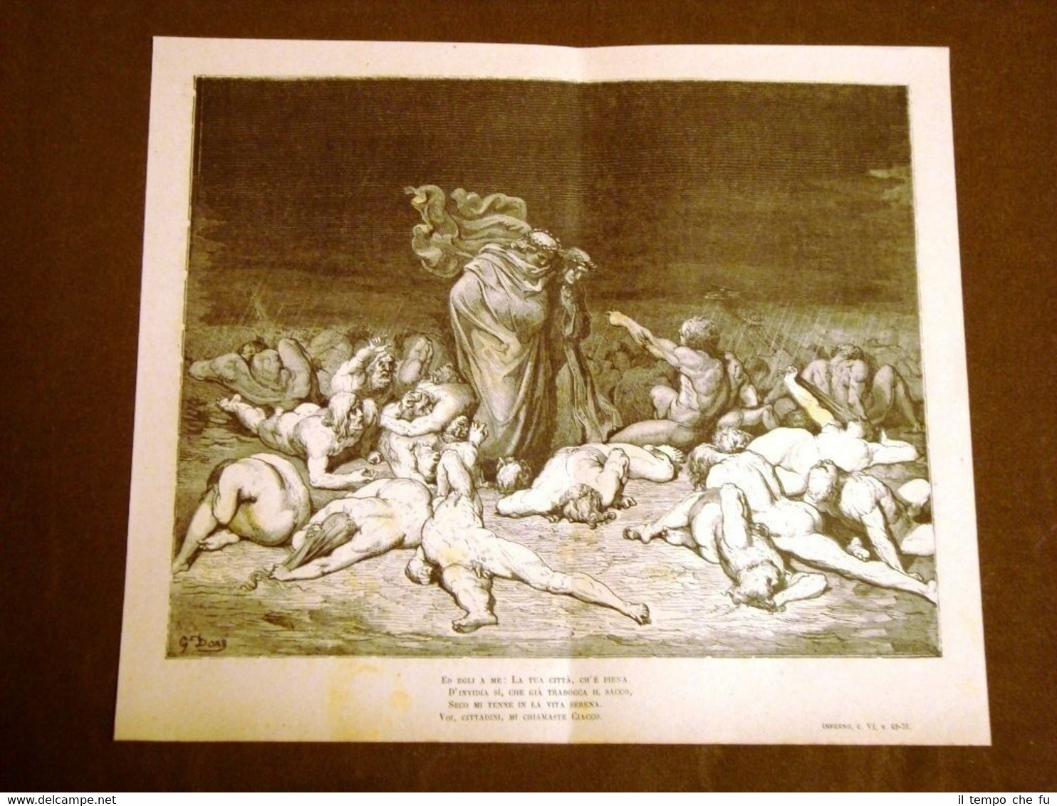 Incisione Gustave Dorè del 1880 I golosi e Giacco Dante's …