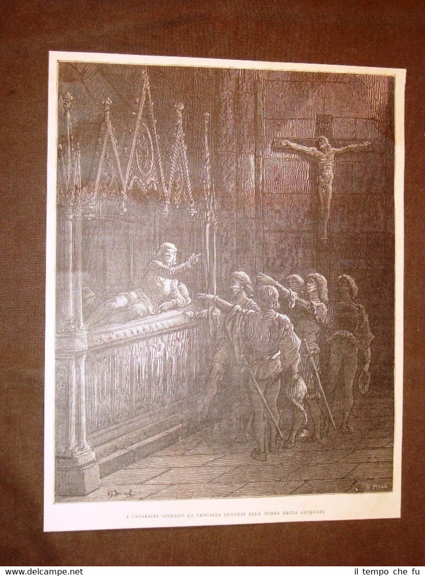 Incisione Gustave Dorè del 1884 Giuramento dei Crociati presso antenati …