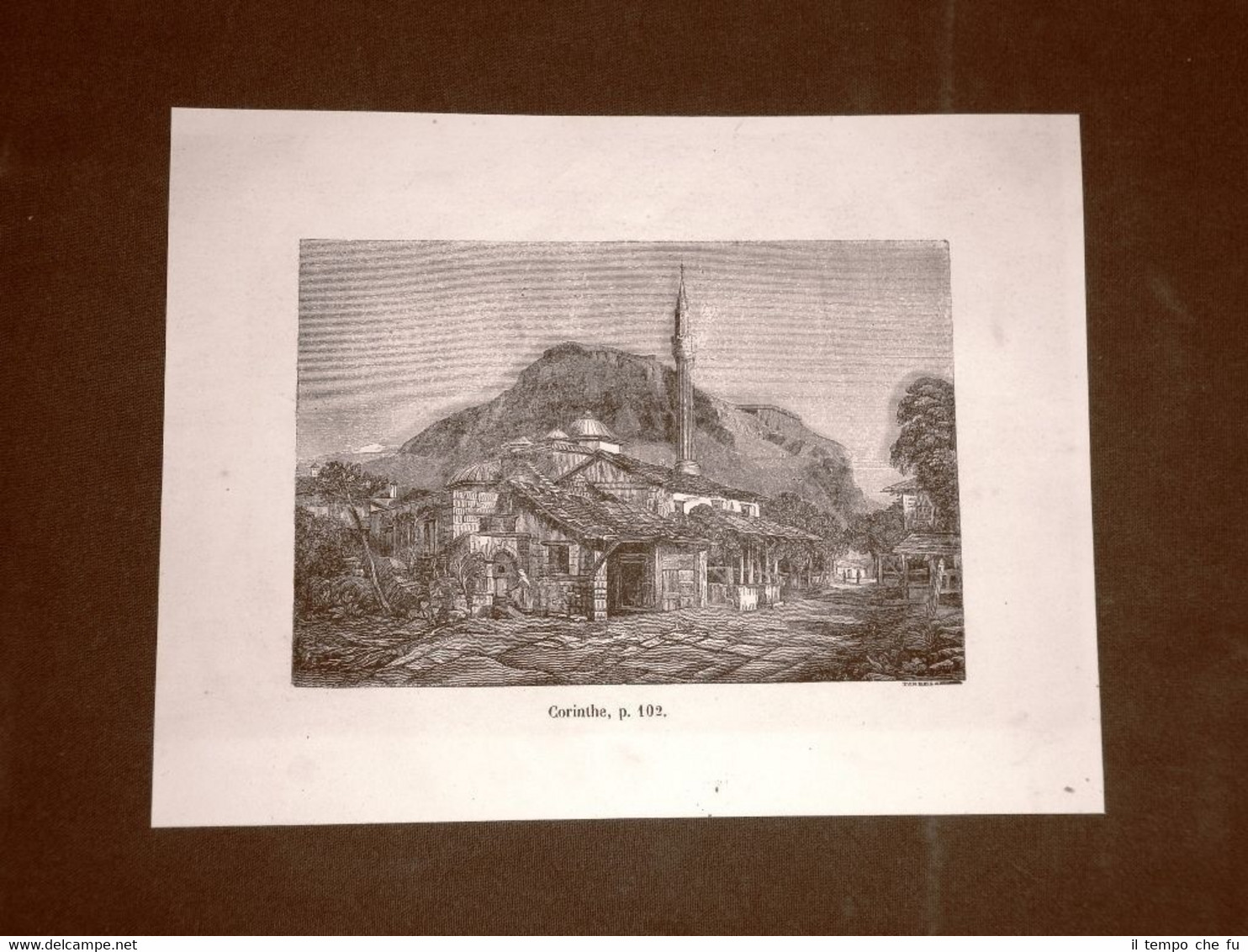 Incisione in rame del 1849 Veduta di Corinto, ? o …