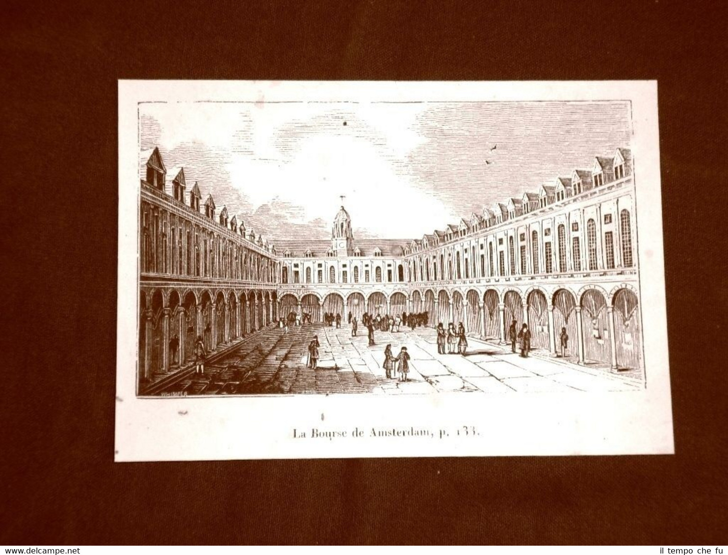 Incisione in rame del 1849 Veduta Palazzo della Borsa di …