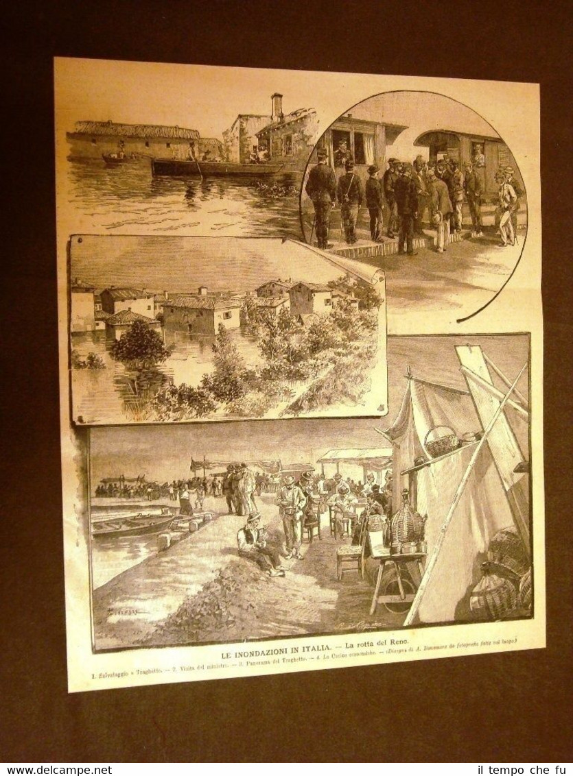 Inondazioni in Italia nel 1896 Esondazione del Reno Salvataggi cucine …
