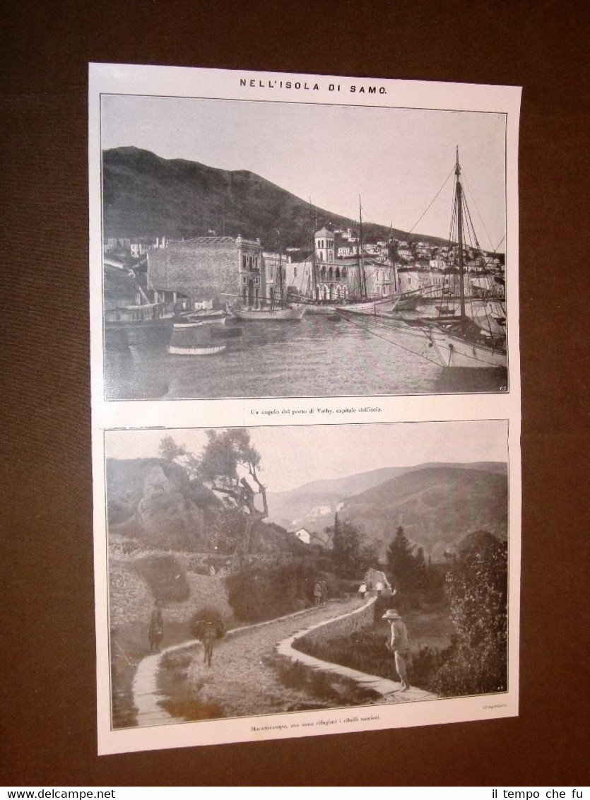 Isola di Samo nel 1912 Porto di Vathy e Maratocampo