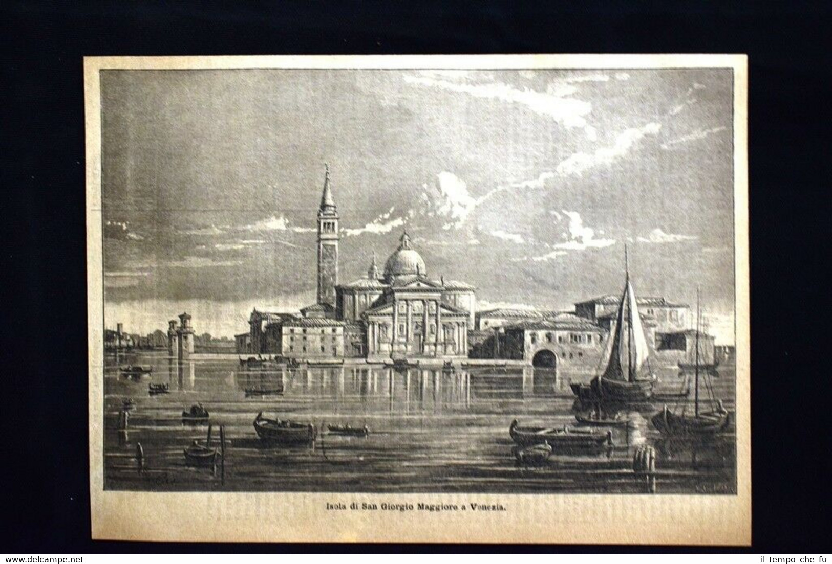 Isola di San Giorgio Maggiore a Venezia Incisione del 1886