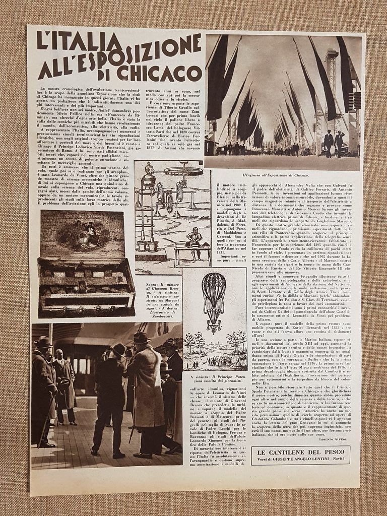 Italia all'Expo di Chicago e Missione foresta Ciaquegna Paraguay Stampa …