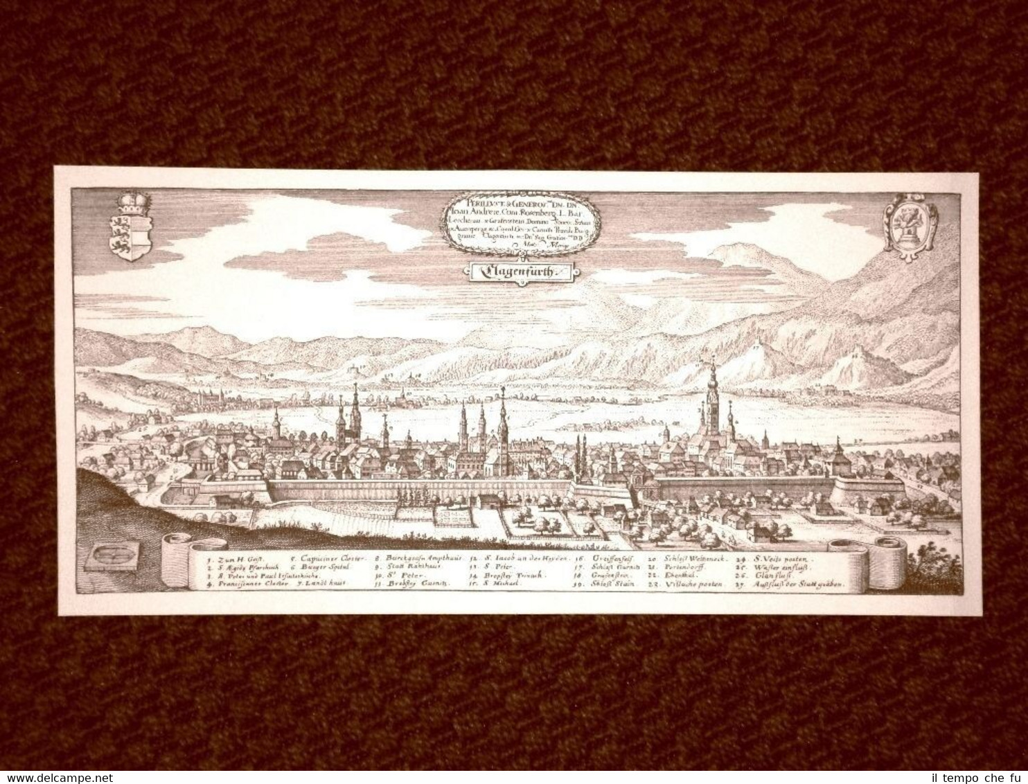 Klagenfurt am Wörthersee Austria Incisione di Merian Matthäus del 1640 …