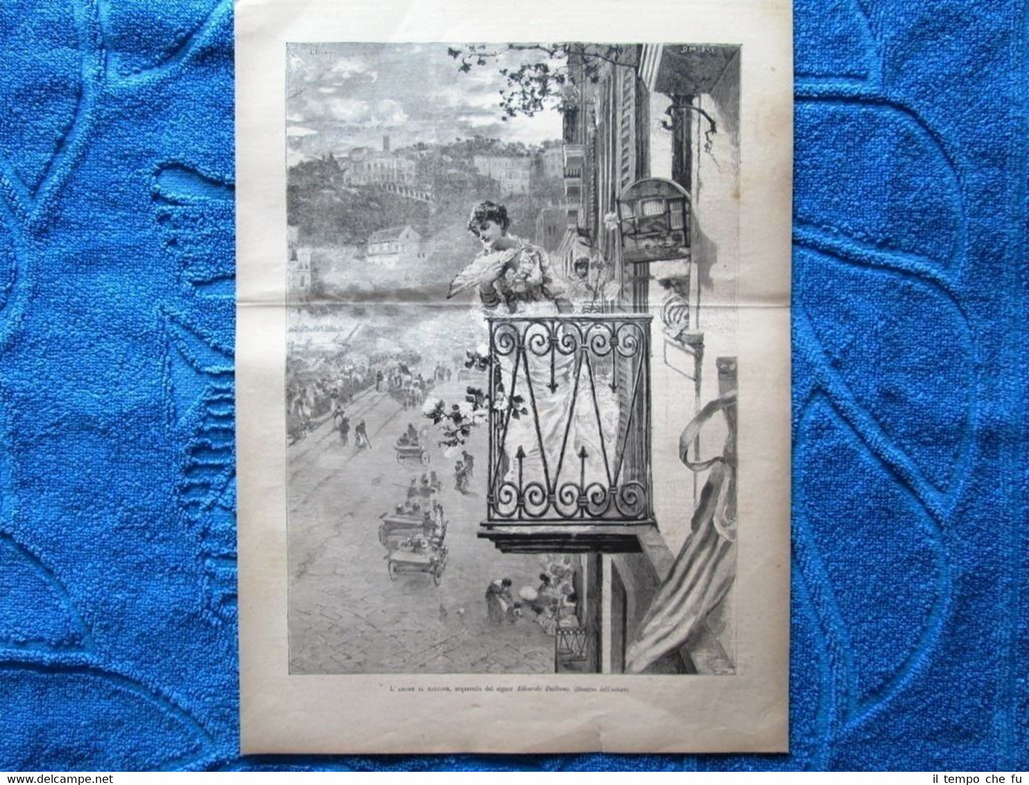 L'amore al balcone, acquerello del pittore Edoardo Dalbono