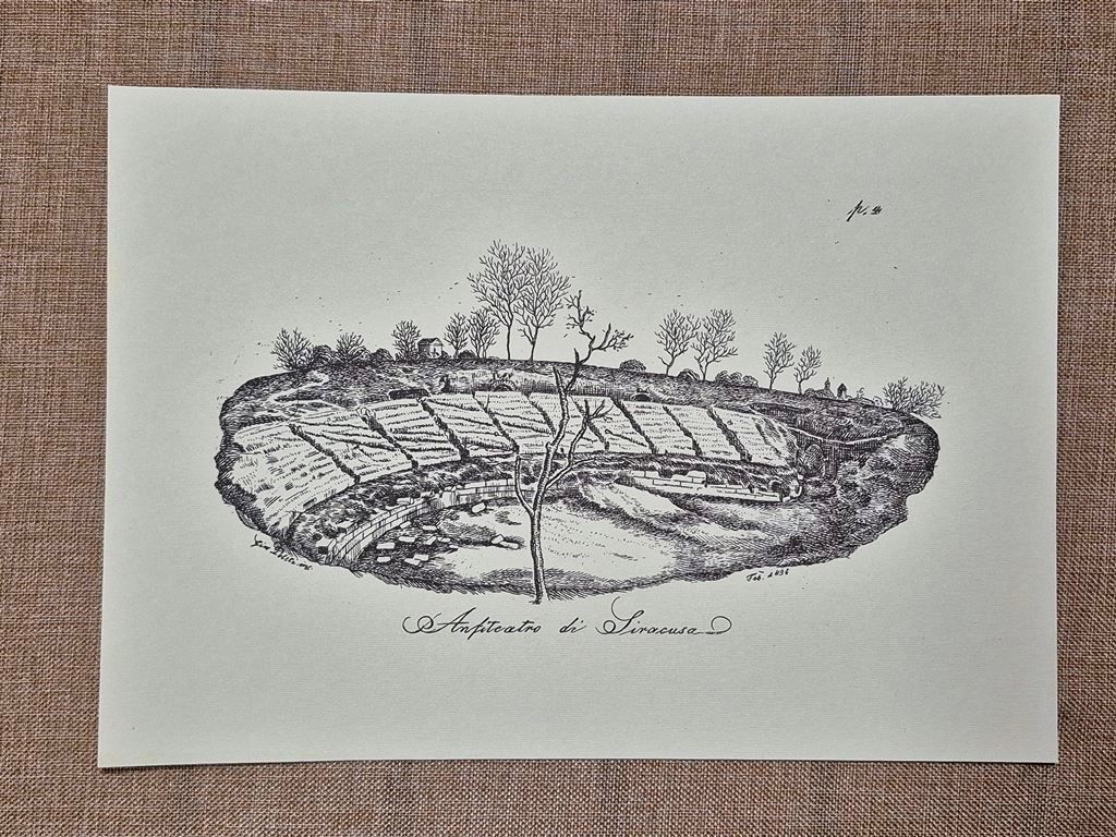 L'Anfiteatro di Siracusa Tavola di Giuseppe Politi Anno 1835 Ristampa