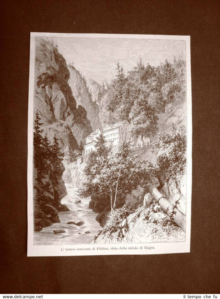 L'antico Convento di Pfafers nel 1863 Svizzera