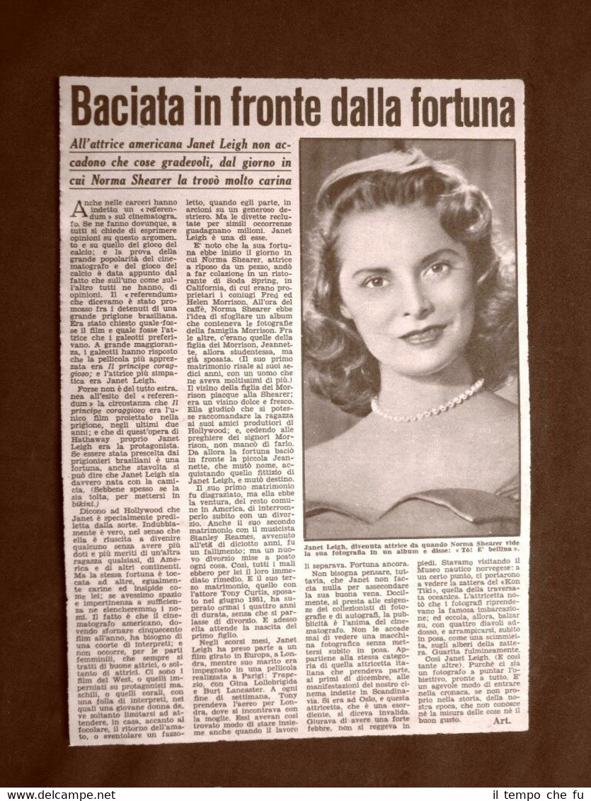 L'Attrice Janet Leigh scoperta da Norma Shearer Stampa del 1956