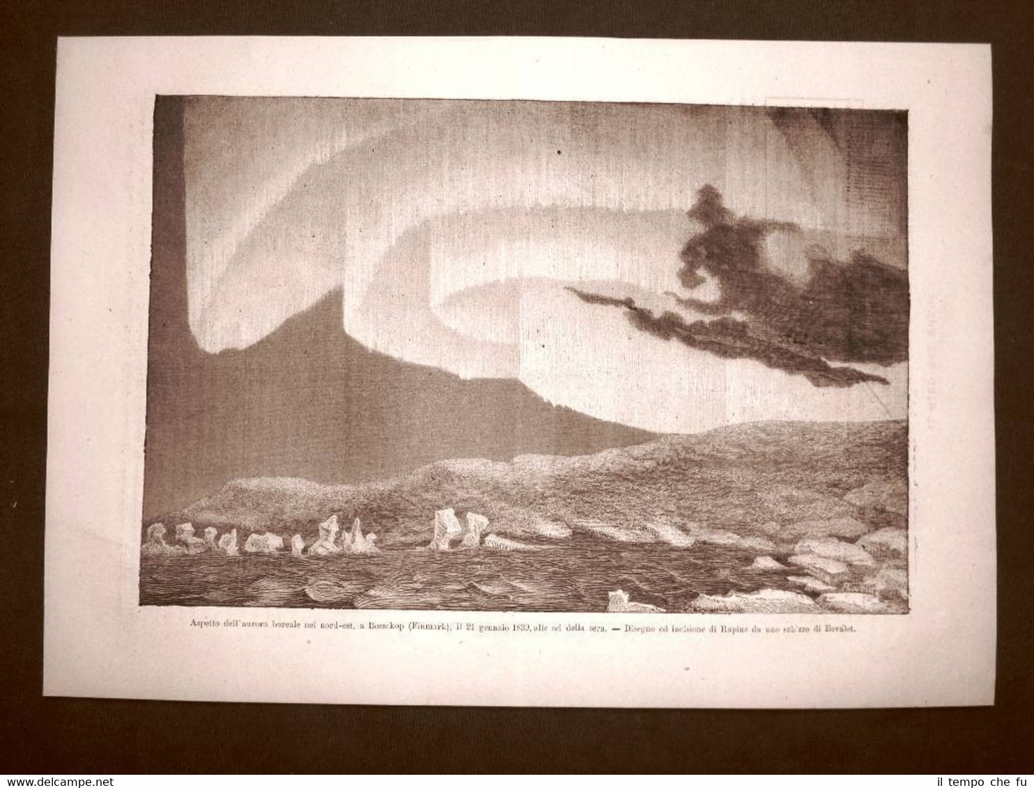L'aurora boreale veduta da Bossekop nel 1863 Finnmark Norvegia