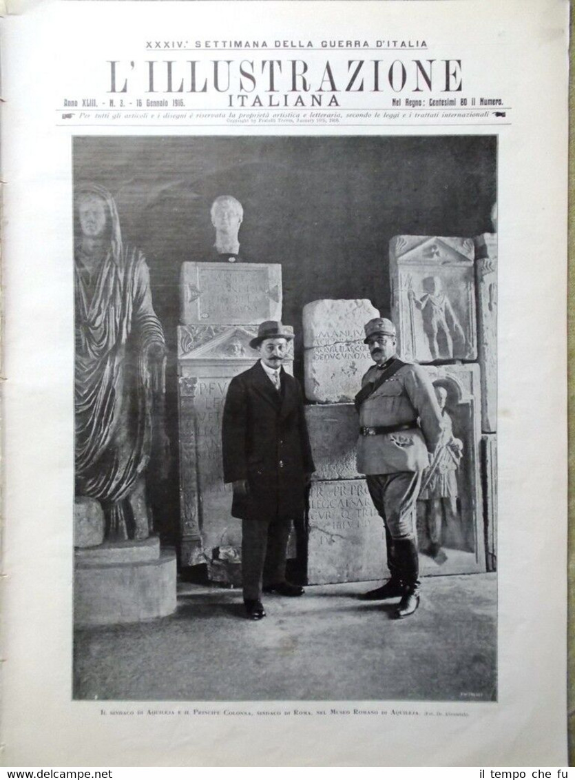 L'illustrazione Italiana 16 Gennaio 1916 WW1 Albania Dardanelli Isonzo Baccelli