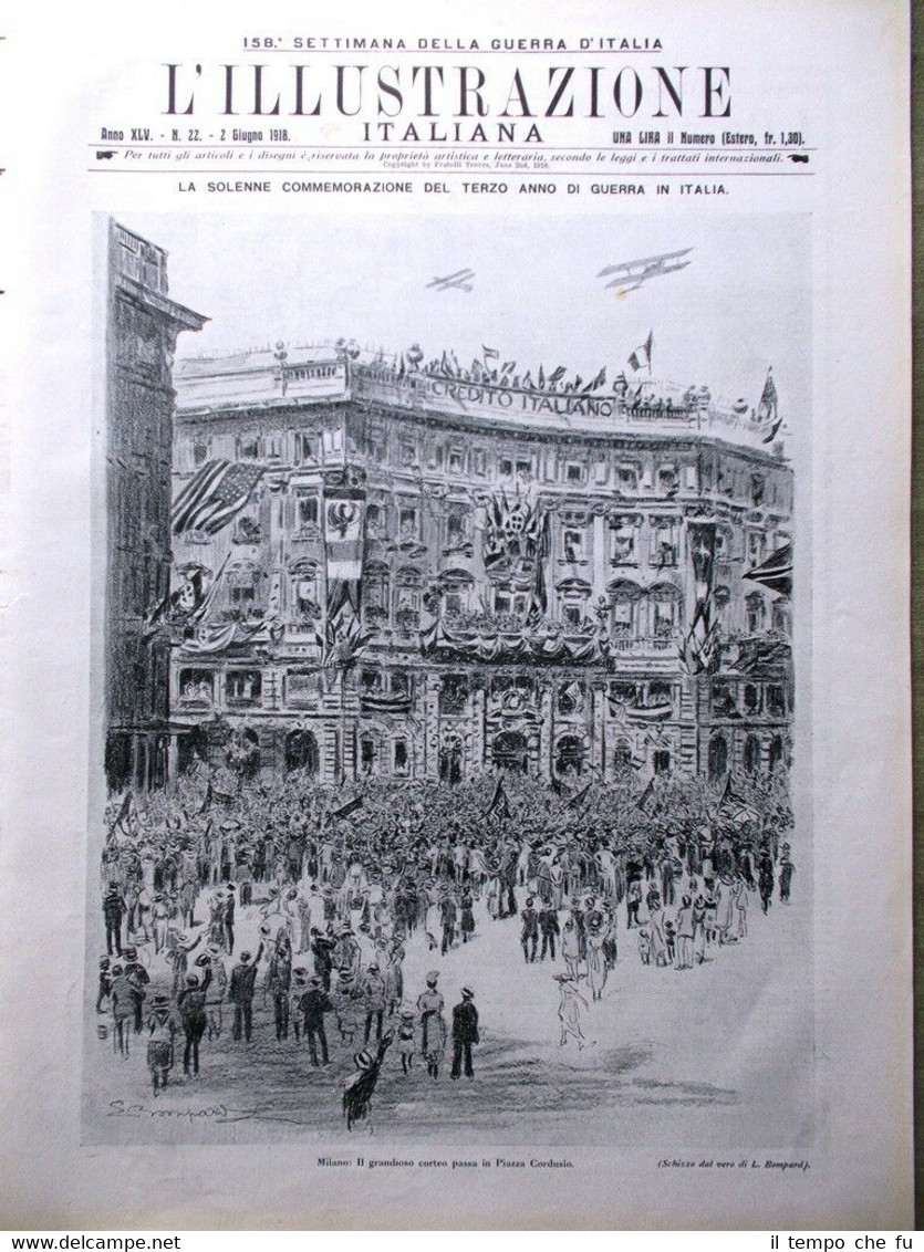 L'Illustrazione Italiana 2 Giugno 1918 WW1 Resnati Forlanini Serbia Milano …