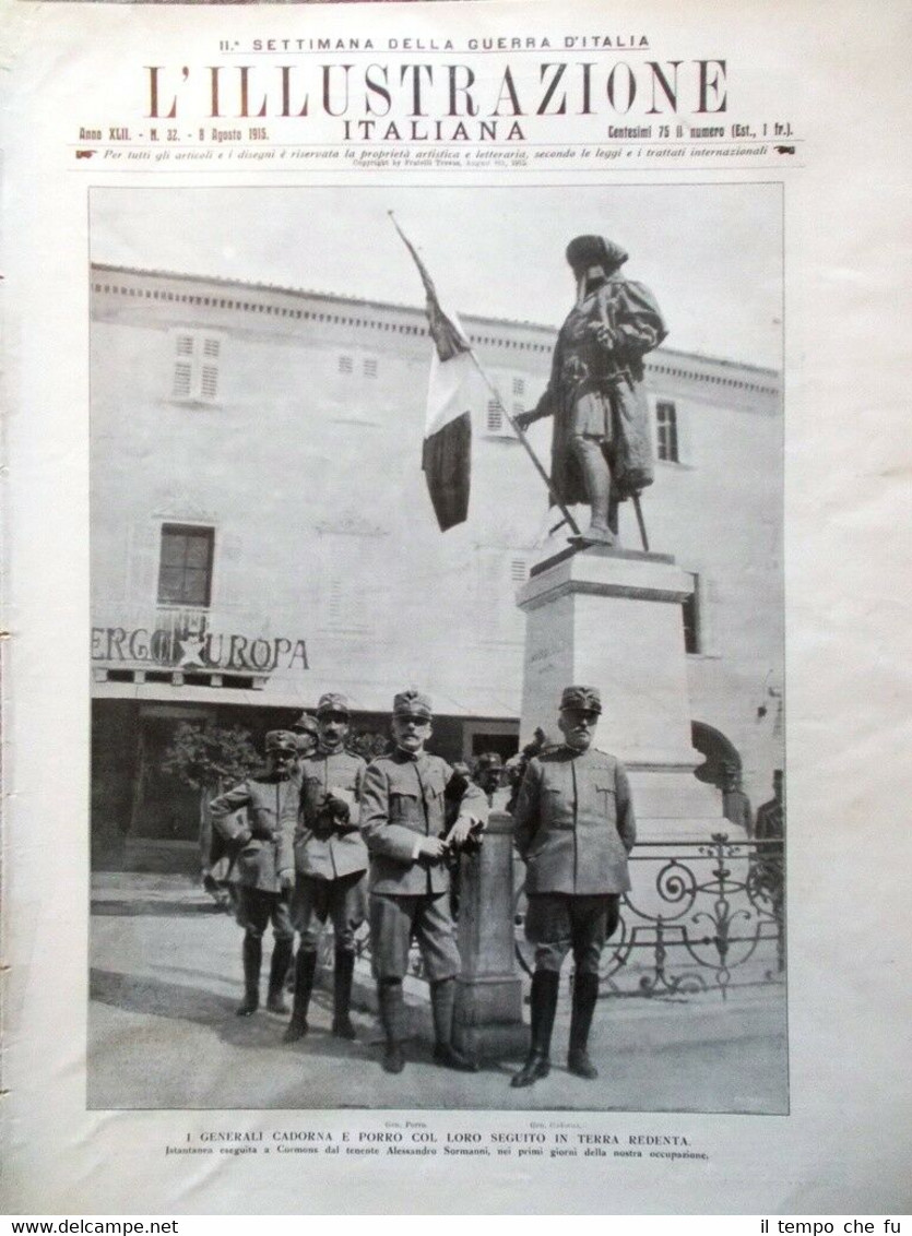L'illustrazione Italiana 8 Agosto 1915 WW1 Cadorna Porro Barzini Andò …
