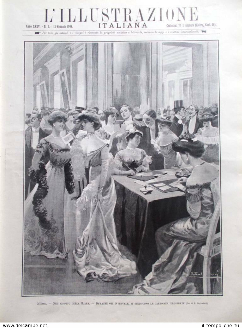 L'Illustrazione Italiana del 12 Gennaio 1908 Esplosione Borsa di Roma …