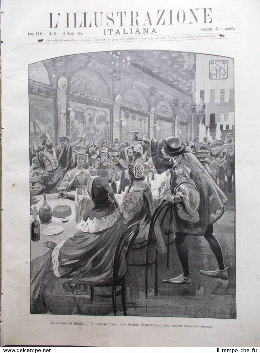 L'Illustrazione Italiana del 12 Marzo 1905 Carnevale Milano Charleroi Conti …