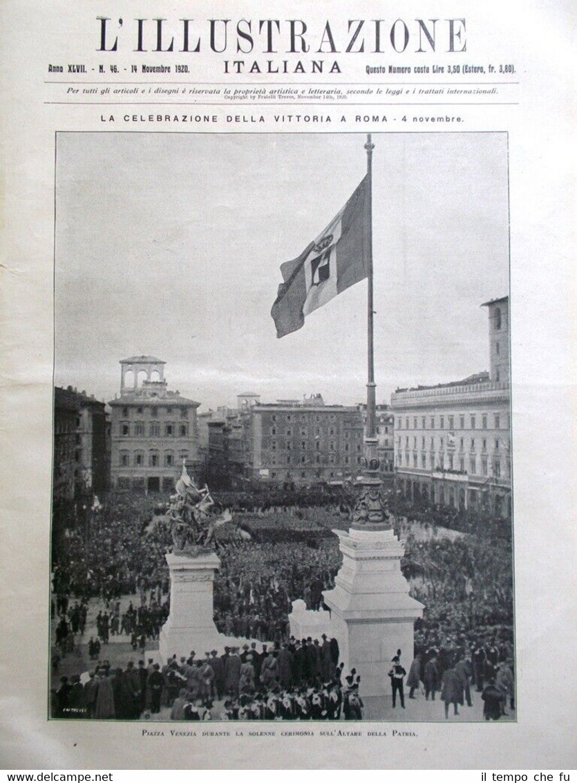 L'Illustrazione Italiana del 14 Novembre 1920 Celebrazione Vittoria Martini Roma