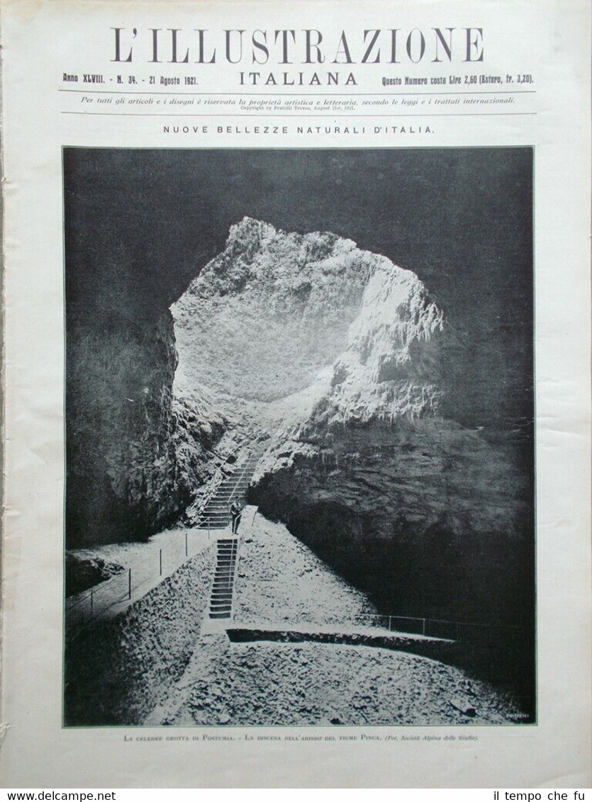 L'Illustrazione Italiana del 21 Agosto 1921 Grotte Postumia Isola Lagosta …