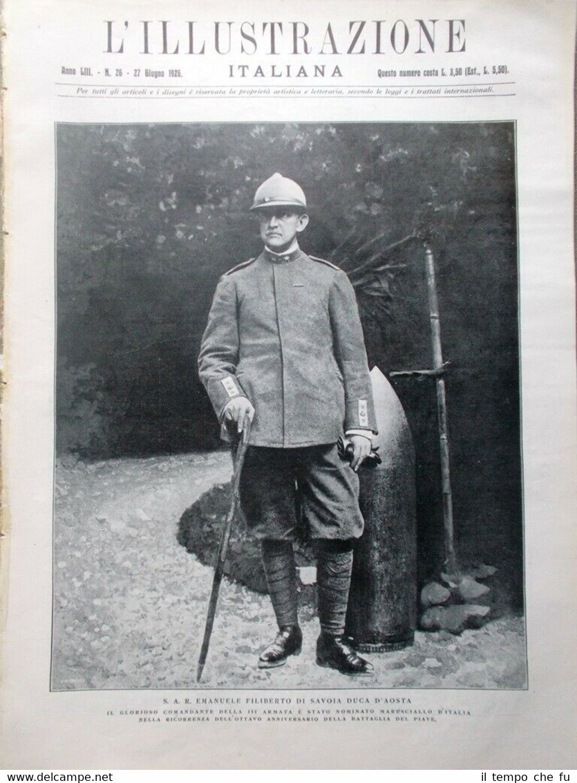 L'Illustrazione Italiana del 27 Giugno 1926 Vittoriale Mare Nostrum Napoli …