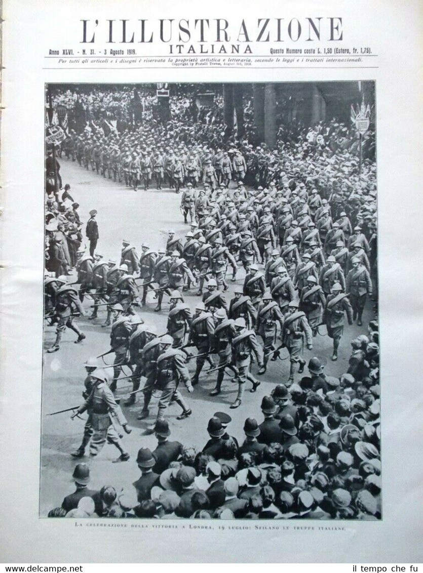 L'Illustrazione Italiana del 3 Agosto 1919 Feste Londra Bruxelles Teatro …