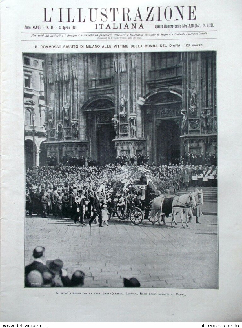 L'Illustrazione Italiana del 3 Aprile 1921 Strage Diana Borgese Rinascente …