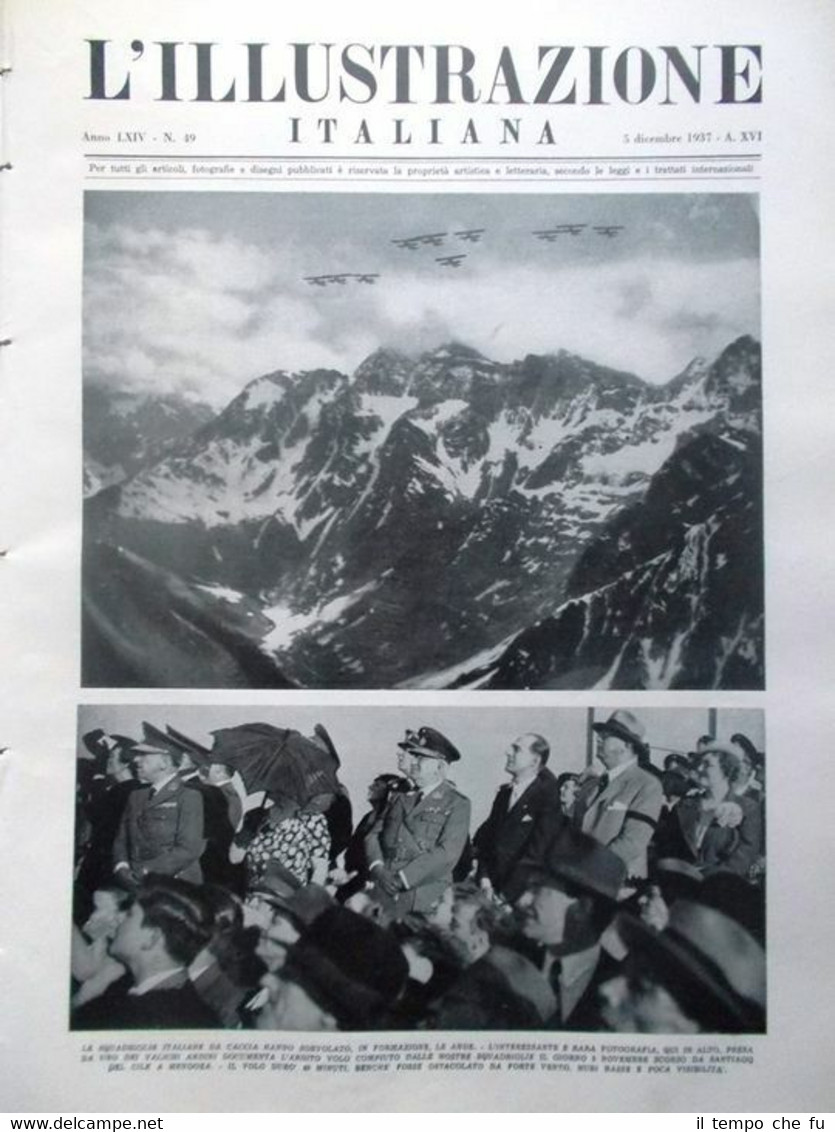 L'Illustrazione Italiana del 5 Dicembre 1937 Stojadinovic Manciukuò Bologna Ande