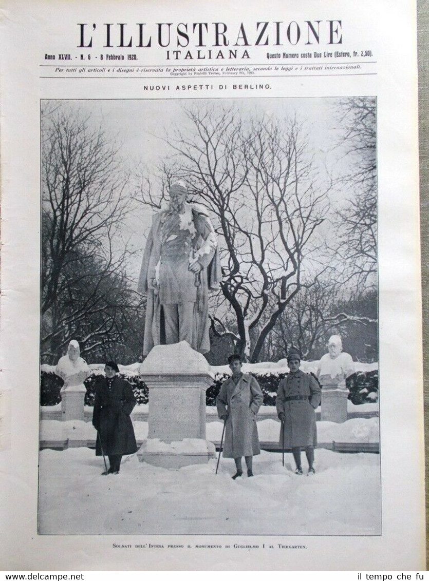 L'Illustrazione Italiana del 8 Febbraio 1920 Berlino Dante Ravenna Venezia …