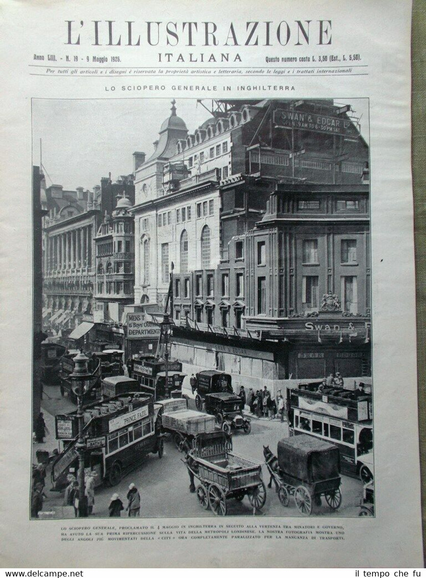 L'Illustrazione Italiana del 9 Maggio 1926 Sciopero Inghilterra Taormina Scala