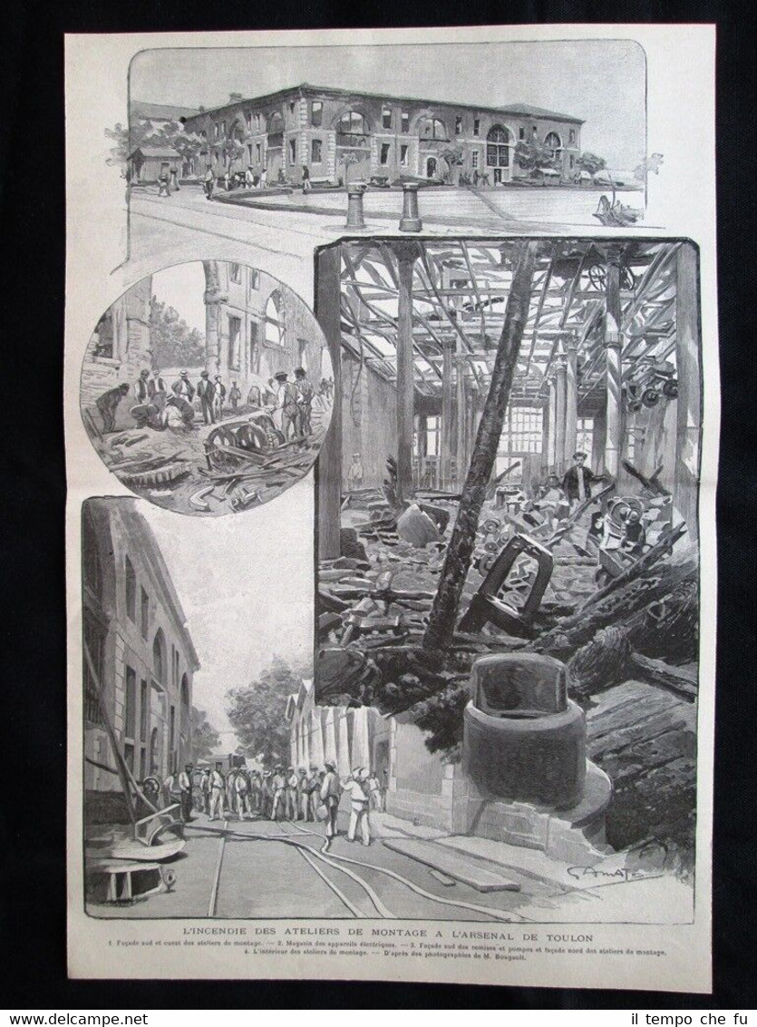 L'incendio dei laboratori di montaggio all'arsenale di Toulon Incisione del …