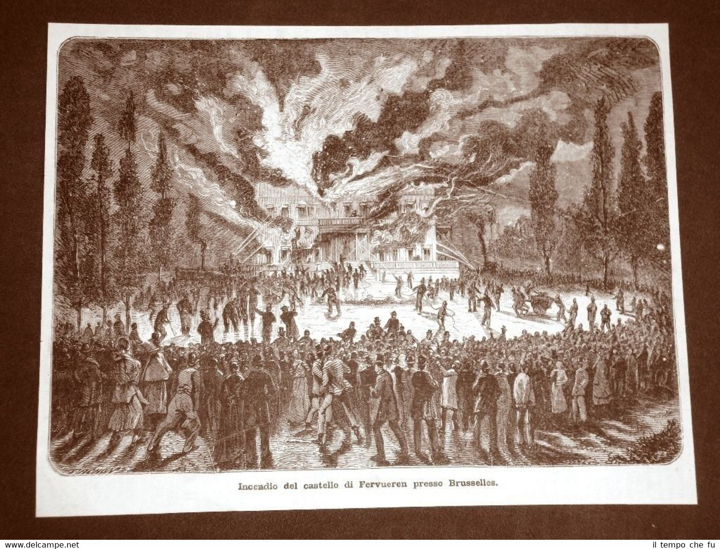 L'incendio del Castello di Fervueren del 1879 Pompieri azione Bruxelles …