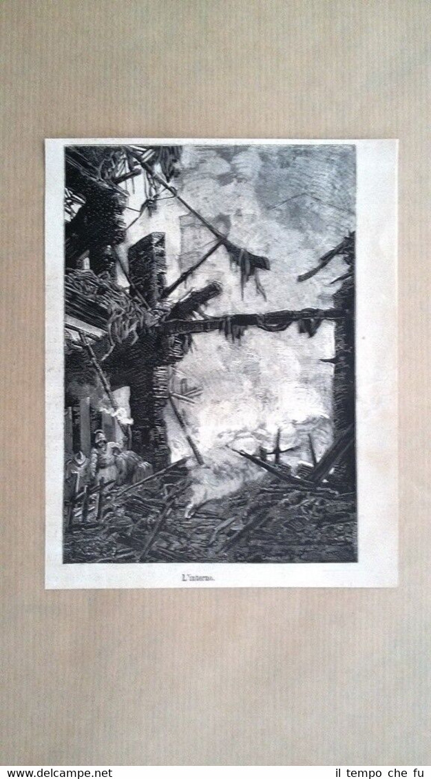 L'incendio del Ring Theater di Vienna: L'interno del teatro Incisione …