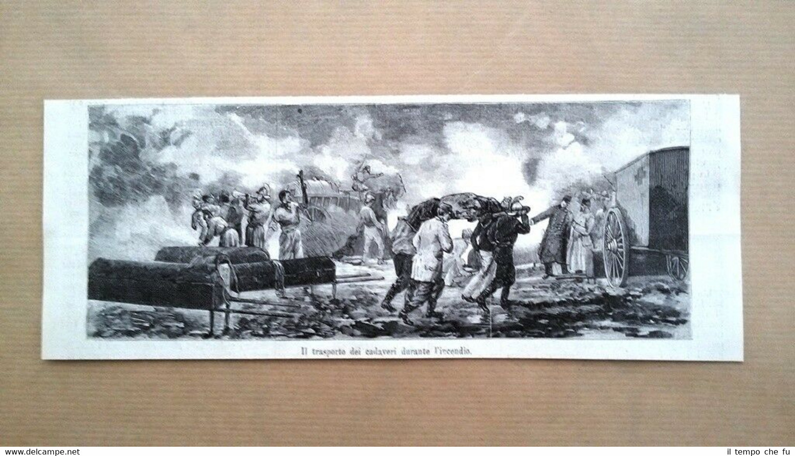 L'incendio del Ring Theater di Vienna: Trasporto dei cadaveri Incisione …