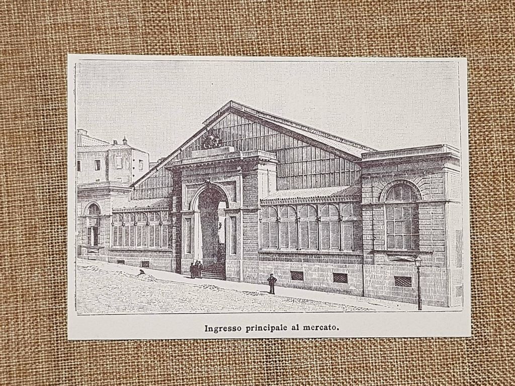 L'ingresso principale al mercato nell'800 Cagliari Sardegna