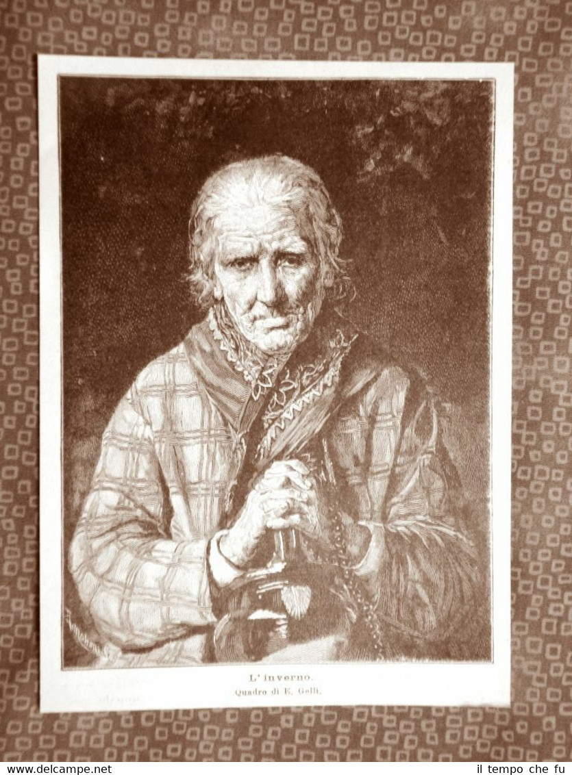 L'inverno Quadro di E. Gelli Stampa del 1894