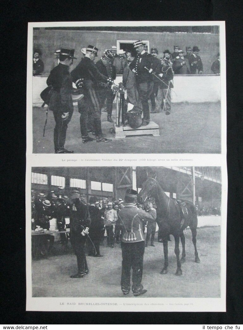 L'itinerario Bruxelles-Ostende: Tenente Valder del 22° Dragoni Stampa del 1902
