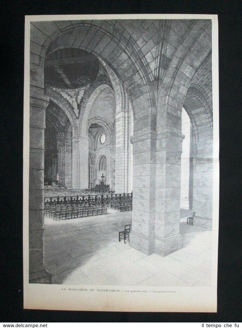 La Basilica del Sacro Cuore – La grande navata Incisione …