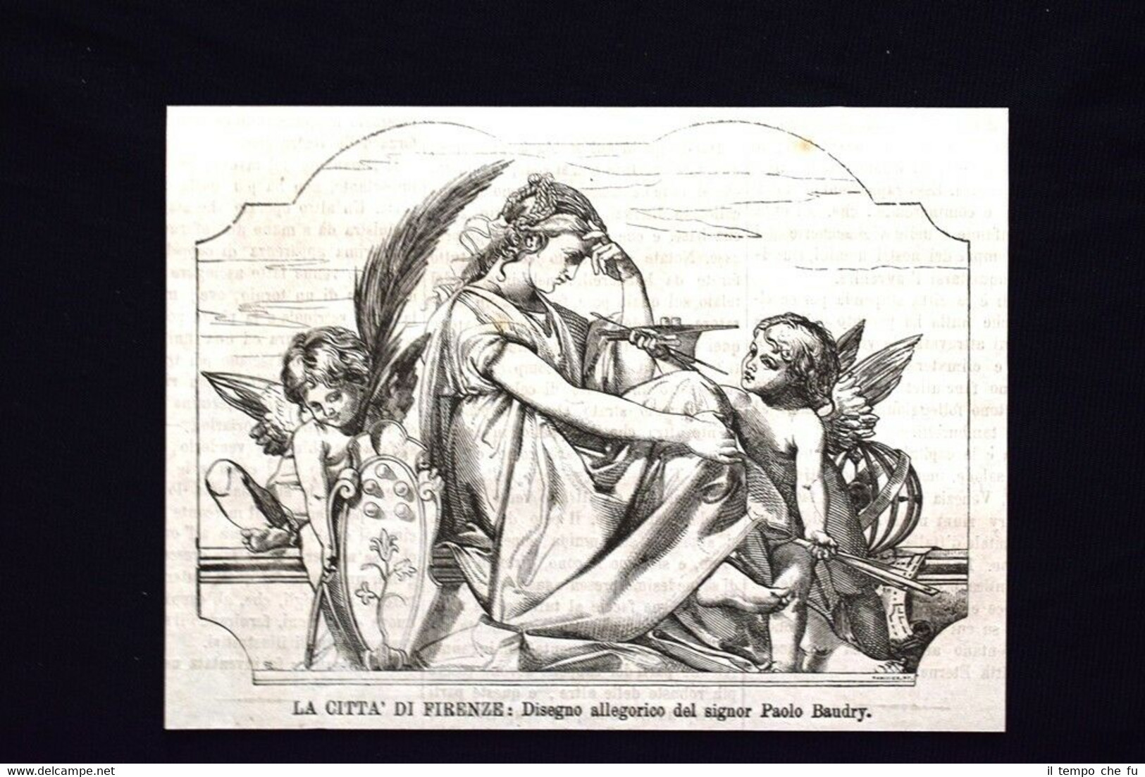 La città di Firenze: Disegno allegorico di Paolo Baudry Incisione …