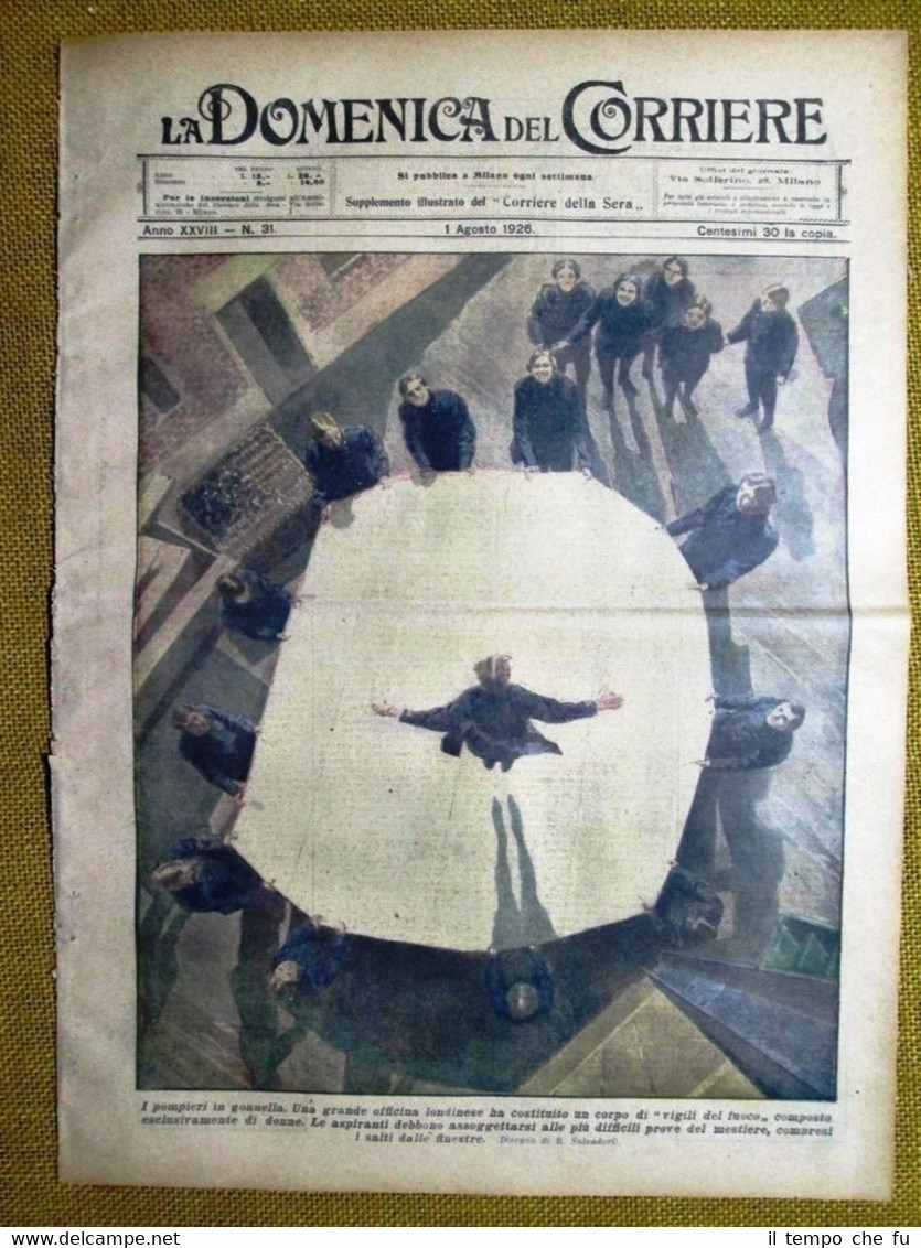La Domenica del Corriere 1 agosto 1926 Vigili del fuoco-Elsinora-Cecoslovacchia