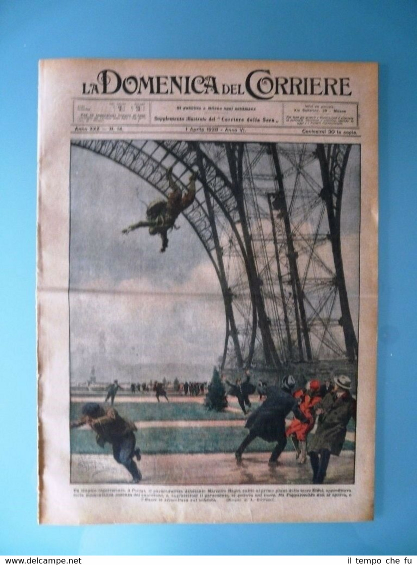 La Domenica del Corriere 1 Aprile 1928 Parigi Marcello Haget …