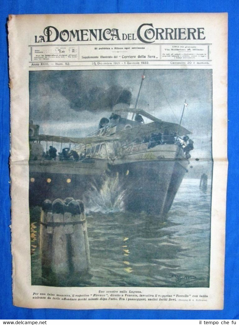 La Domenica del Corriere 1 gennaio 1922 Firenze-Torcello - J.Morgan …