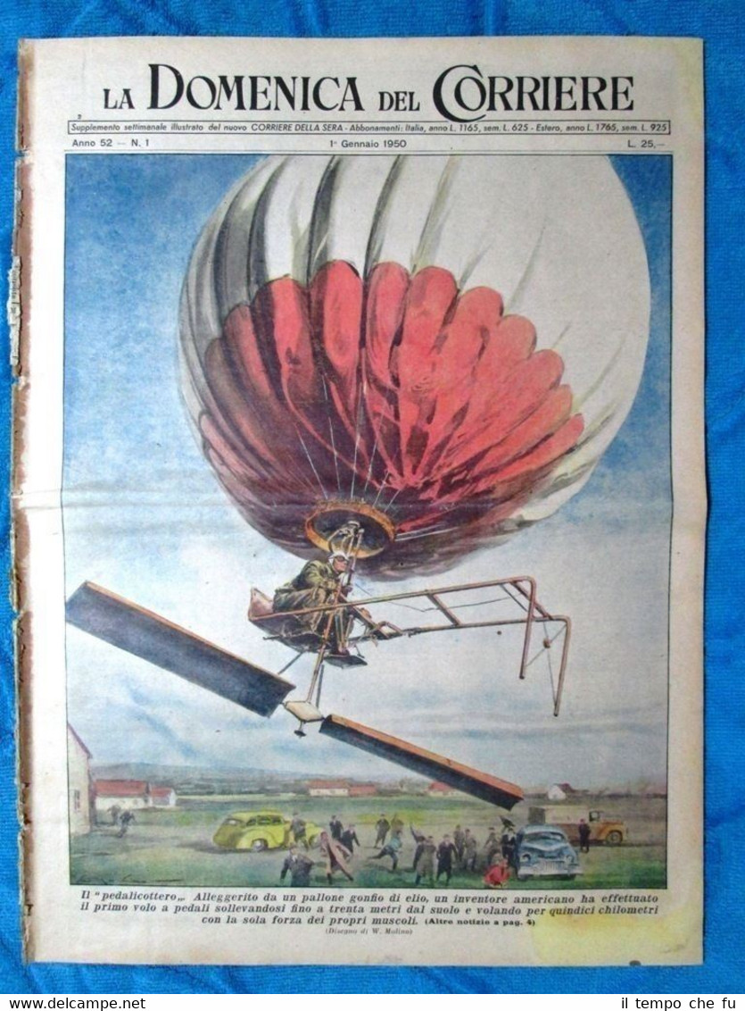 La Domenica del Corriere 1 gennaio 1950 Pedalicottero - Ballerina …