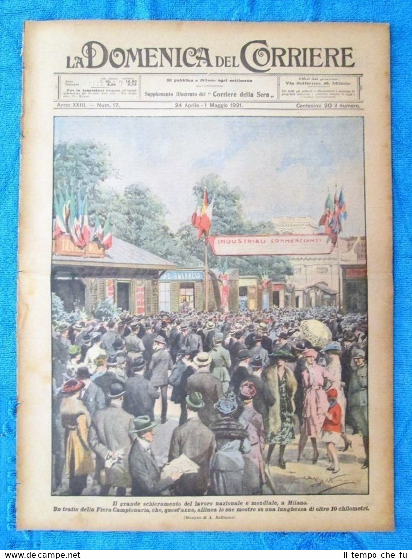 La Domenica del Corriere 1 maggio 1921 Fiera Milano -Pompieri …