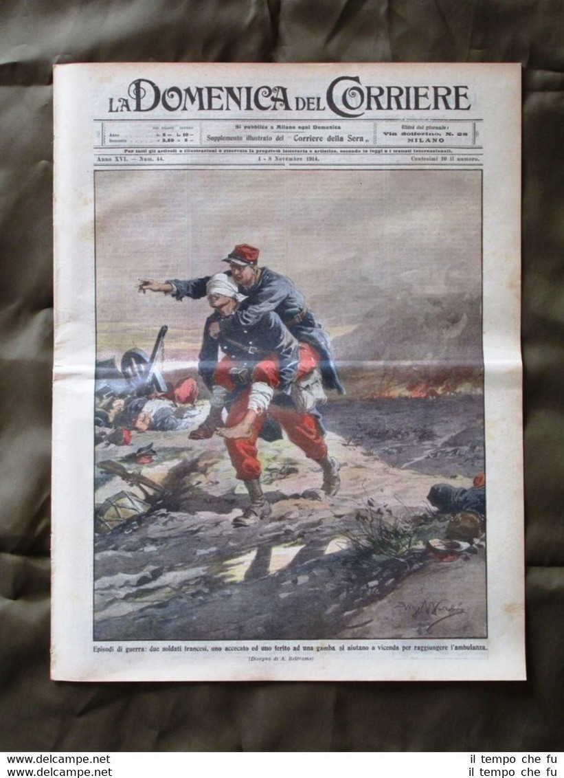 La Domenica del Corriere 1 Novembre 1914 Soldati francesi Bomba …