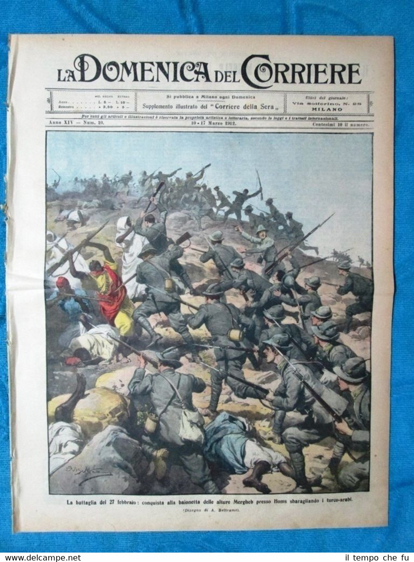 La Domenica del Corriere 10 marzo 1912 Alpini Mergheb, Homs …