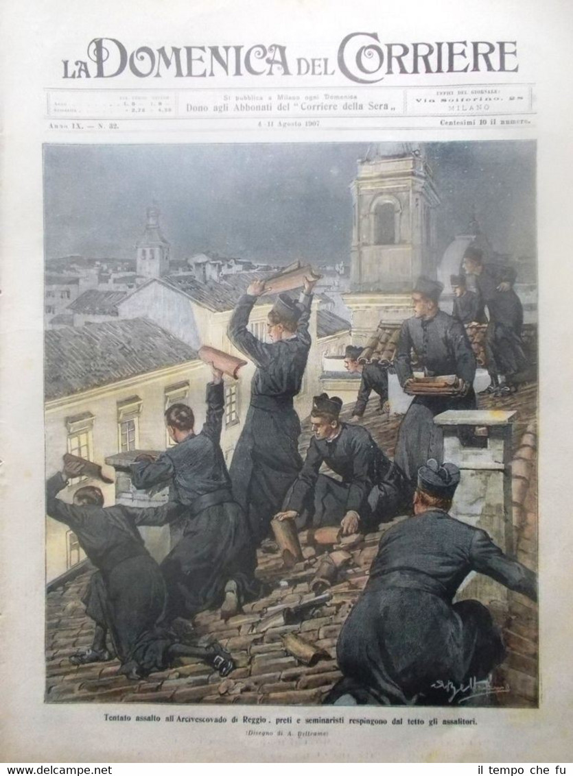 La Domenica del Corriere 11 Agosto 1907 Strage Fulmine Pista …