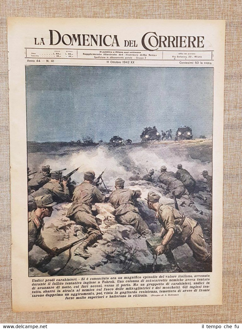 La Domenica del Corriere 11 Ottobre 1942 WW2 Mine Carabinieri …