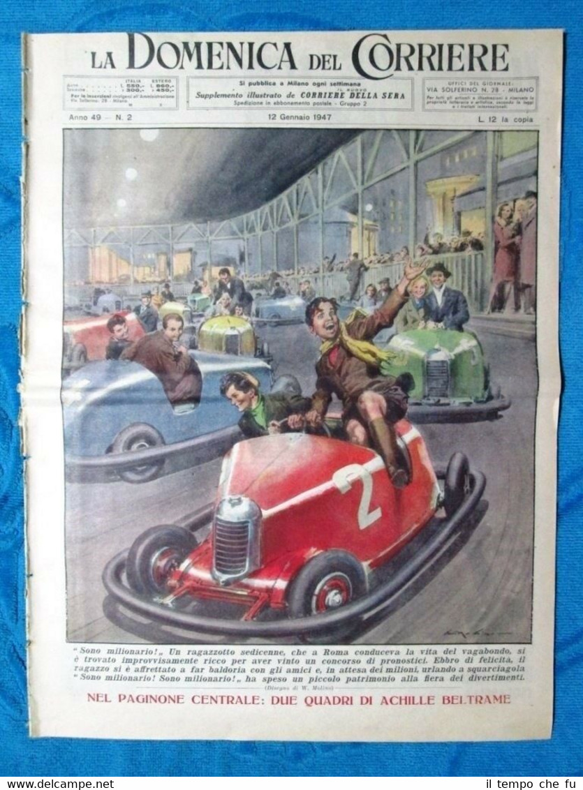 La Domenica del Corriere 12 gennaio 1947 Roma - Lago …