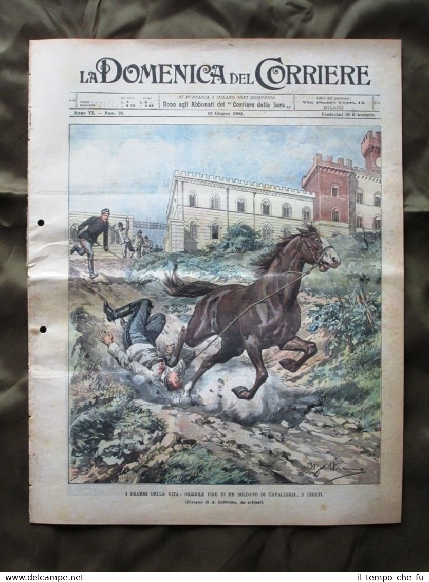 La Domenica del Corriere 12 Giugno 1904 Cavalleria Mongolfiera Saint …