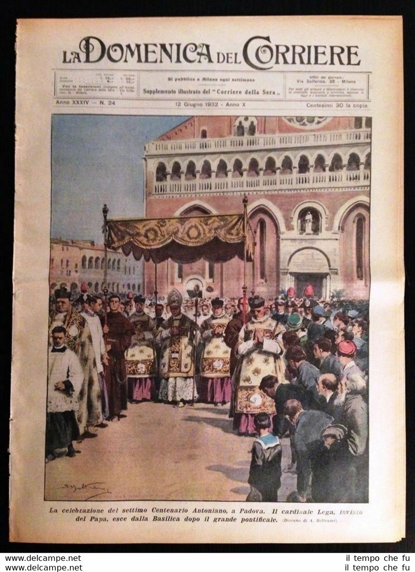 La Domenica del Corriere 12 giugno 1932 Padova Londra Buonarroti