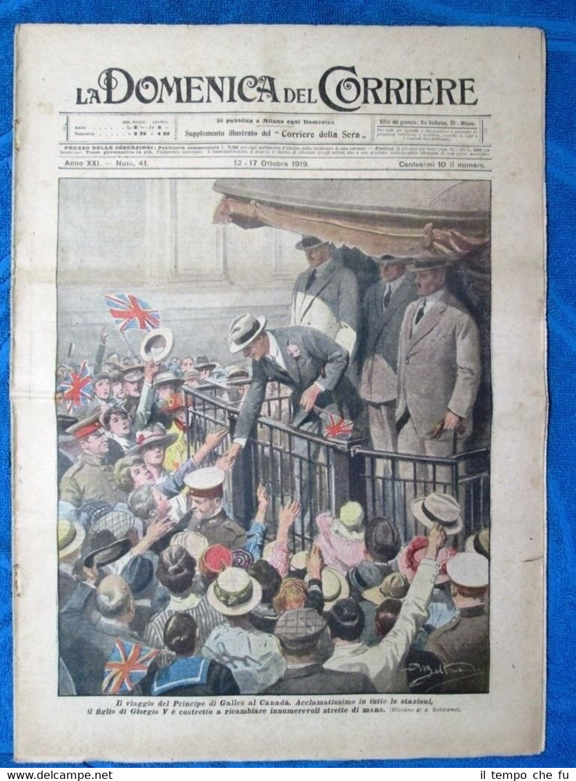 La Domenica del Corriere 12 ottobre 1919 Principe Galles-California-Ettore Ponti