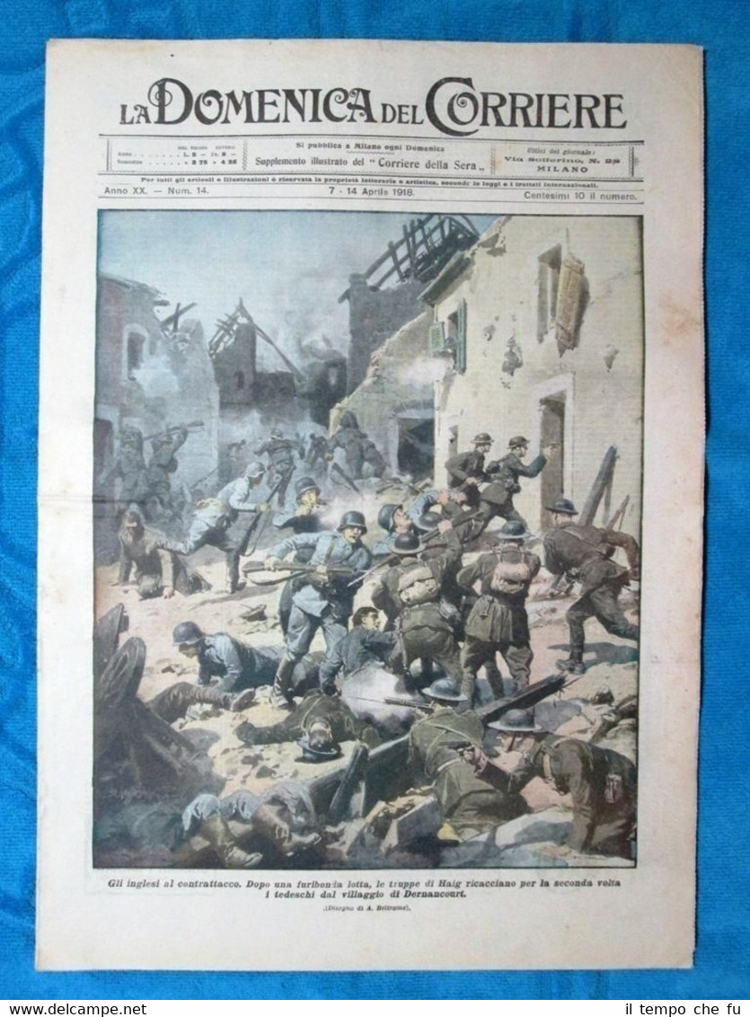 La Domenica del Corriere 14 aprile 1918 WW1 Haig Dernancourt …